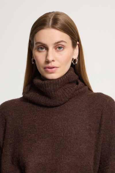 CHANDAIL TRICOT ICHI "KAMARA COL" CHICORY COFFEE