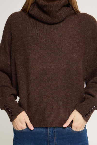 CHANDAIL TRICOT ICHI "KAMARA COL" CHICORY COFFEE