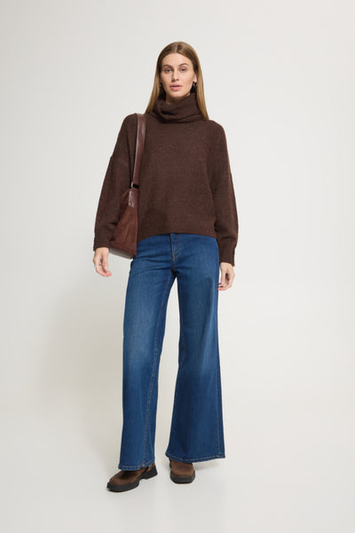 CHANDAIL TRICOT ICHI "KAMARA COL" CHICORY COFFEE
