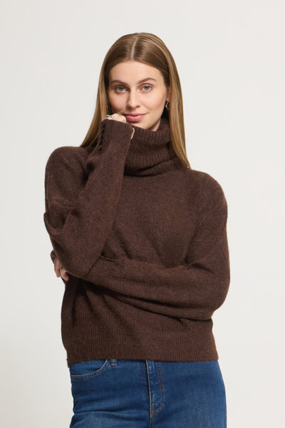 CHANDAIL TRICOT ICHI "KAMARA COL" CHICORY COFFEE