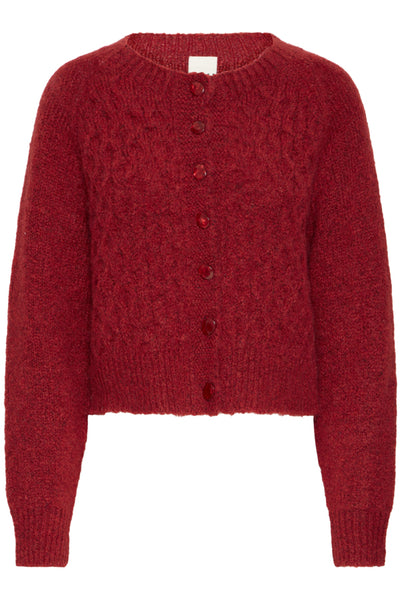 CARDIGAN ICHI "BELABLUE" RED DAHLIA