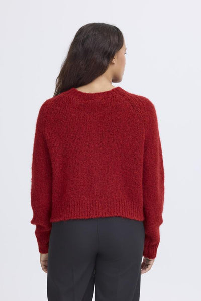 CARDIGAN ICHI "BELABLUE" RED DAHLIA