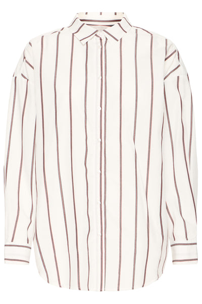 CHEMISE ICHI "SADIA" WHITE & RED STRIPES
