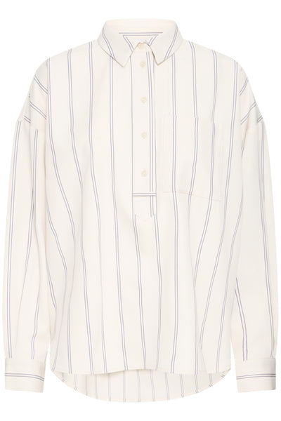 BLOUSE ICHI "NAMIA" BIRCH W. BLUE STRIPE
