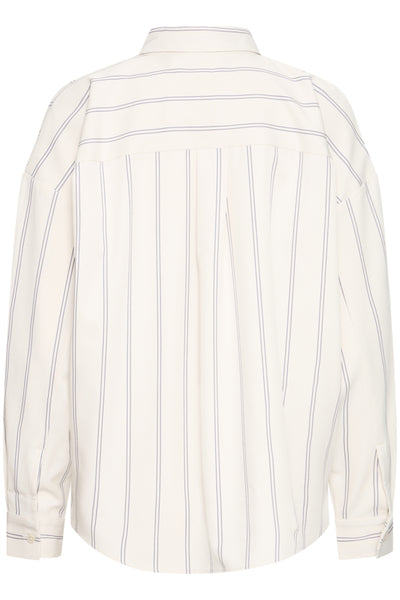 BLOUSE ICHI "NAMIA" BIRCH W. BLUE STRIPE