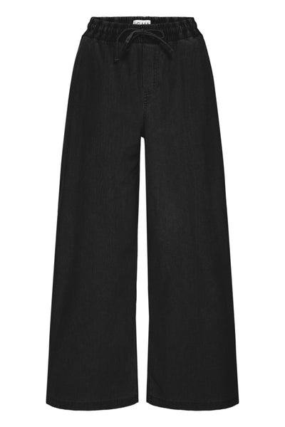 PANTALON ICHI "KATE DENIM LACET" BLACK
