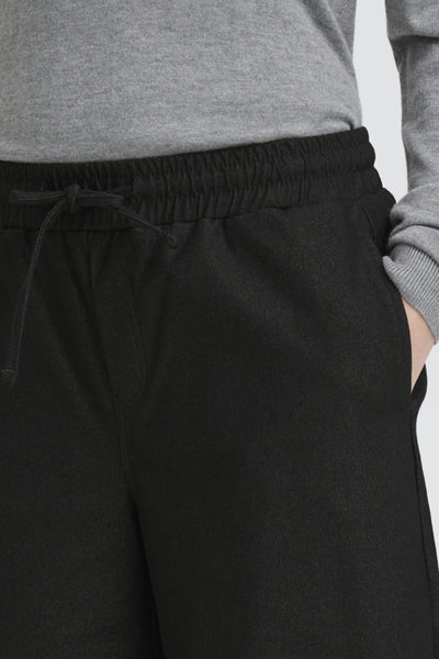 PANTALON ICHI "KATE DENIM LACET" BLACK