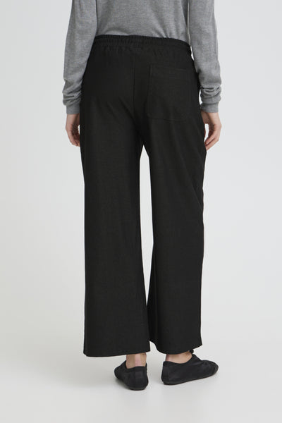 PANTALON ICHI "KATE DENIM LACET" BLACK