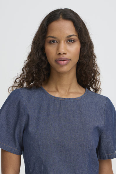 BLOUSE ICHI "TULLE" DENIM AUTHENTIC BLUE