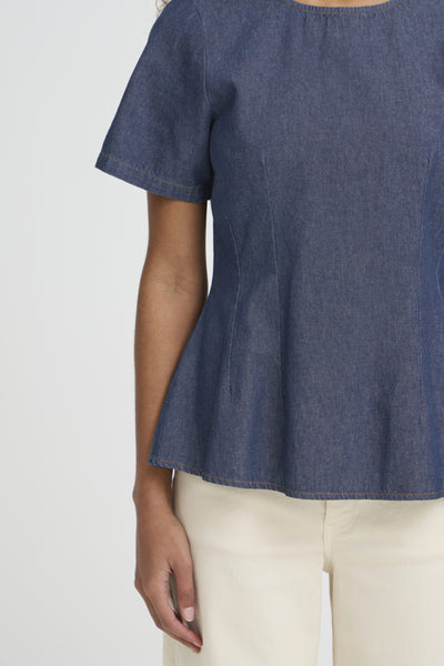 BLOUSE ICHI "TULLE" DENIM AUTHENTIC BLUE