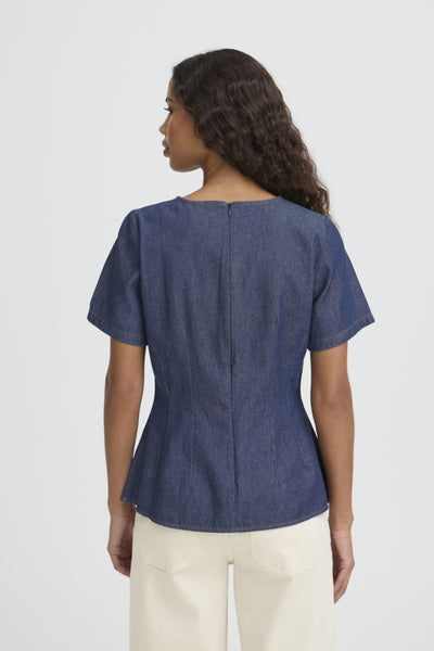 BLOUSE ICHI "TULLE" DENIM AUTHENTIC BLUE