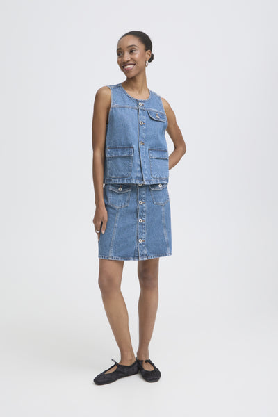 VESTE ICHI "PAMILA" MEDIUM BLUE