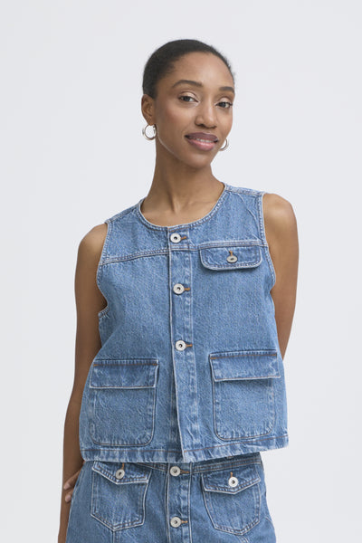 VESTE ICHI "PAMILA" MEDIUM BLUE