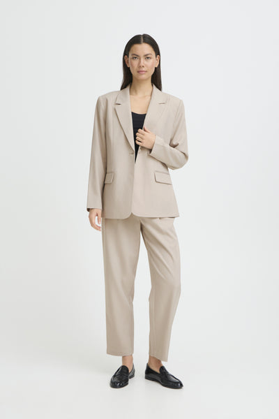 VESTON ICHI "FAVA LONG BLAZER" DOVE MELANGE