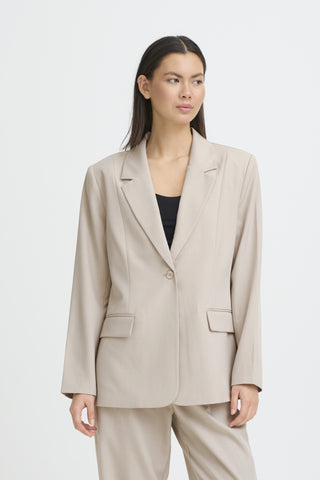 VESTON ICHI "FAVA LONG BLAZER" DOVE MELANGE