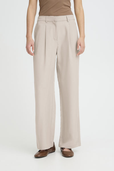 PANTALON ICHI "FAVA WIDE" DOVE MELANGE