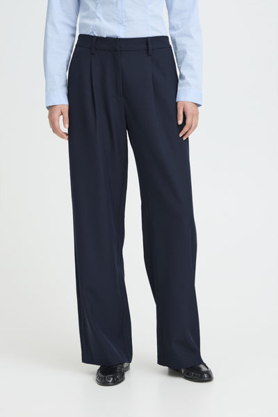 PANTALON ICHI "FAVA WIDE" DARK NAVY