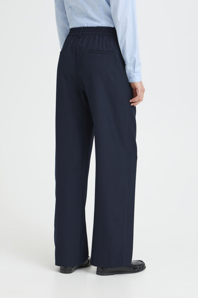 PANTALON ICHI "FAVA WIDE" DARK NAVY