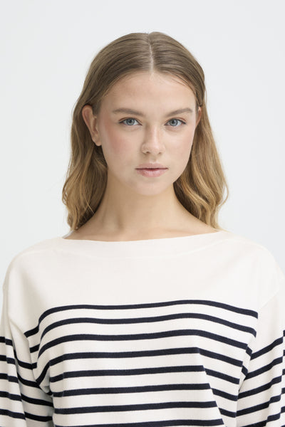 CHANDAIL ICHI "LULS BOAT NECK" NAVY & WHITE STRIPE