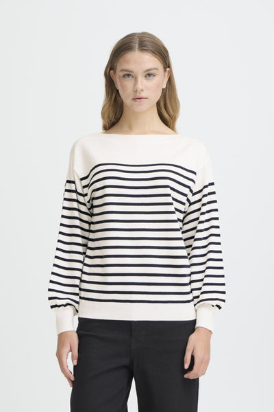 CHANDAIL ICHI "LULS BOAT NECK" NAVY & WHITE STRIPE
