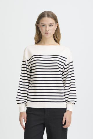 CHANDAIL ICHI "LULS BOAT NECK" NAVY & WHITE STRIPE