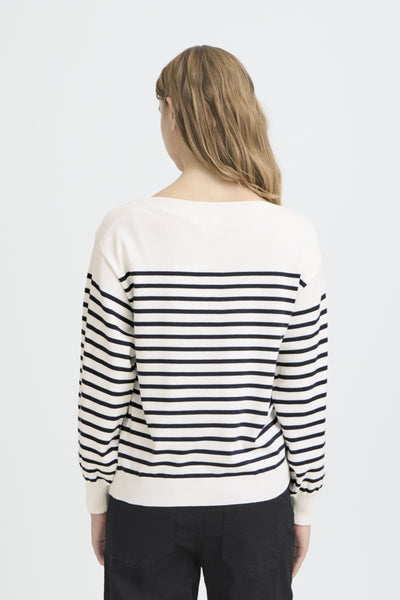 CHANDAIL ICHI "LULS BOAT NECK" NAVY & WHITE STRIPE