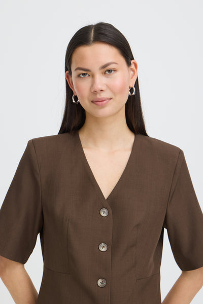 VESTON ICHI "FAVA BLAZER" SLATE BLACK MELANGE