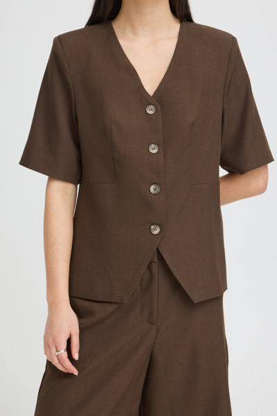 VESTON ICHI "FAVA BLAZER" SLATE BLACK MELANGE