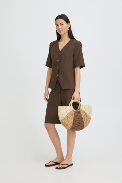VESTON ICHI "FAVA BLAZER" SLATE BLACK MELANGE