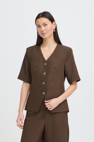 VESTON ICHI "FAVA BLAZER" SLATE BLACK MELANGE