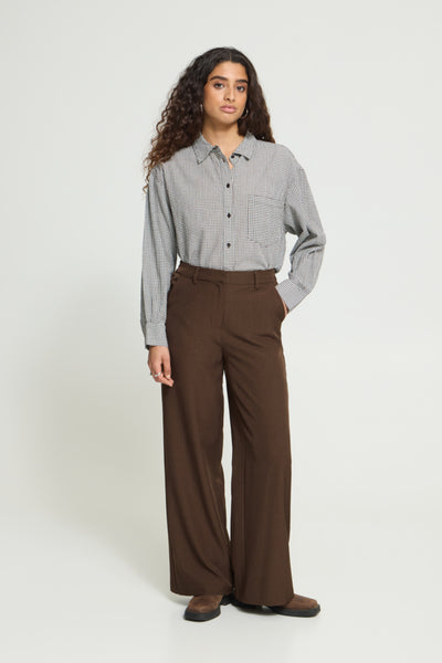 PANTALON ICHI "FAVA WIDE" SLATE BLACK MELANGE
