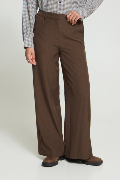 PANTALON ICHI "FAVA WIDE" SLATE BLACK MELANGE