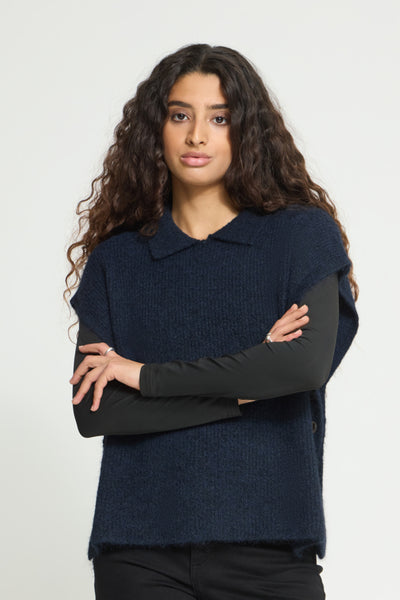 PONCHO TRICOT ICHI "YLVA" MARITIME BLUE