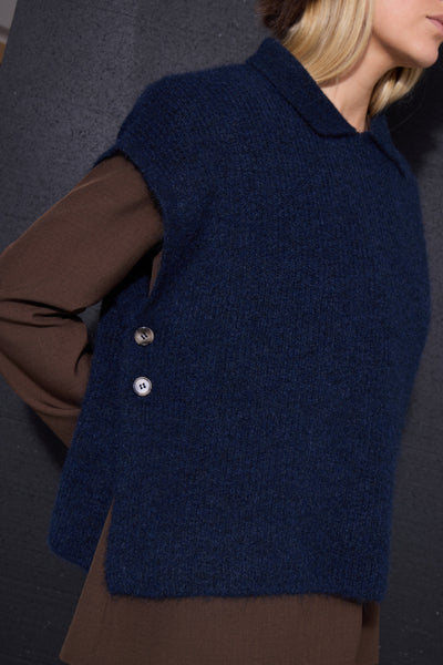 PONCHO TRICOT ICHI "YLVA" MARITIME BLUE