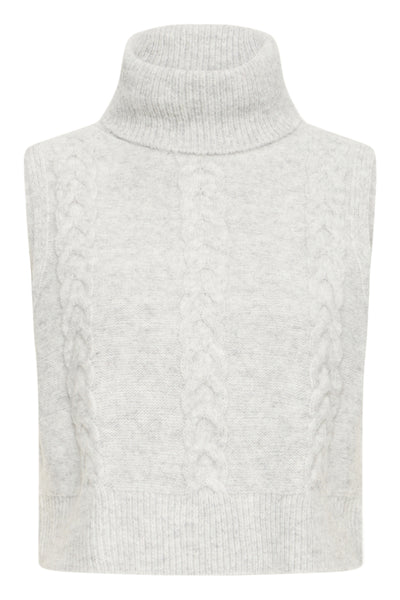 DÉBARDEUR TRICOT ICHI "ALBERTINE" LIGHT GREY
