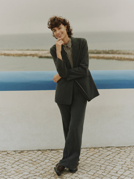 PANTALON B.YOUNG "DANTA WIDE" BLACK MELANGE