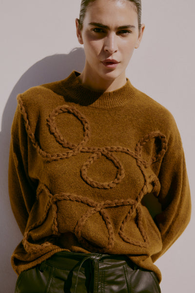 CHANDAIL TRICOT B.YOUNG "MEDI DECO" TOFFEE