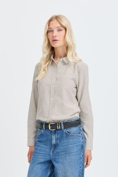 CHEMISE B.YOUNG "FUYUKO" JAVA & MARSHMALLOW STRIPE