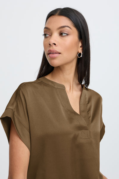 BLOUSE B.YOUNG "SELITA V PLACKET" SEPIA