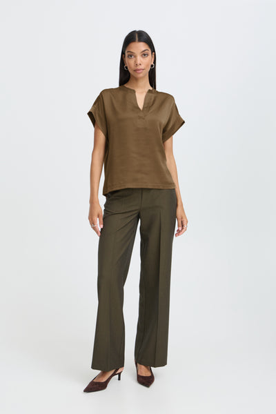 BLOUSE B.YOUNG "SELITA V PLACKET" SEPIA