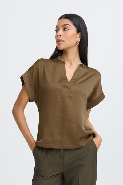 BLOUSE B.YOUNG "SELITA V PLACKET" SEPIA
