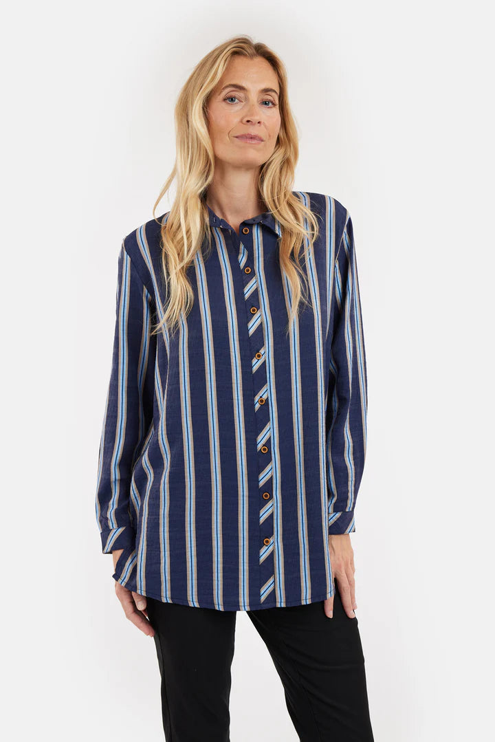 CHEMISE LONGUE BRANDTEX "STRIPE" MARITIME BLUE (219248)