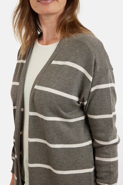 VESTE LONGUE JENSEN "STRIPED" TAUPE (219620)