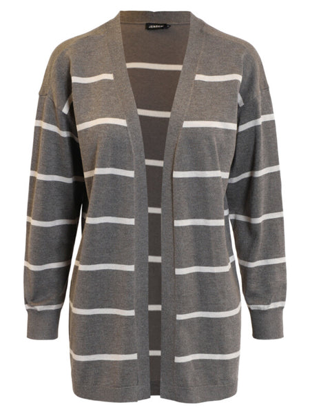 VESTE LONGUE JENSEN "STRIPED" TAUPE (219620)