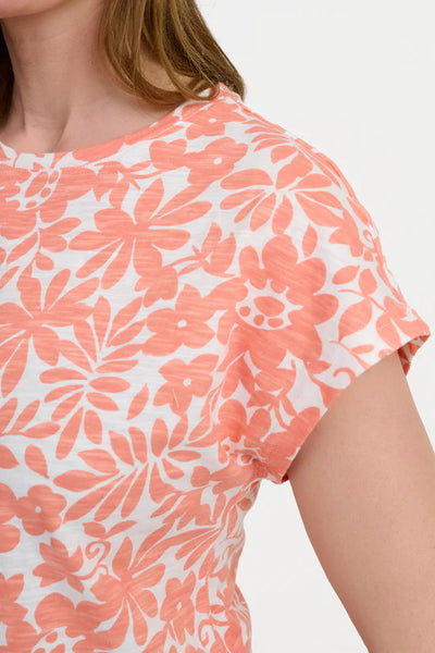 T-SHIRT BRANDTEX "FLEURS" CORAIL (220538)