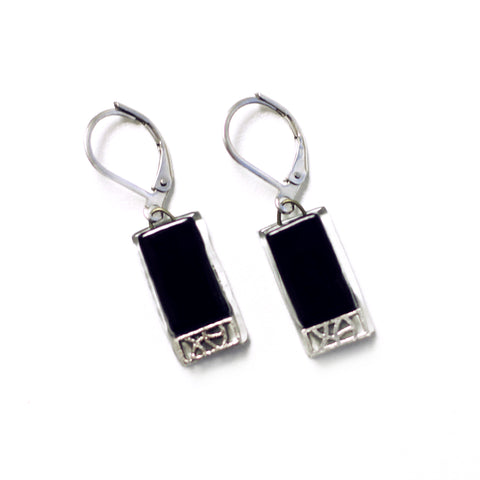 BOUCLE D'OREILLES INOX CRÉART "MOSAIK" NOIRE