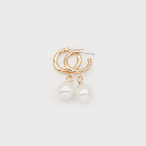 BOUCLES D'OREILLES CARACOL  "PERLE & ANNEAUX" GOLD (2575)