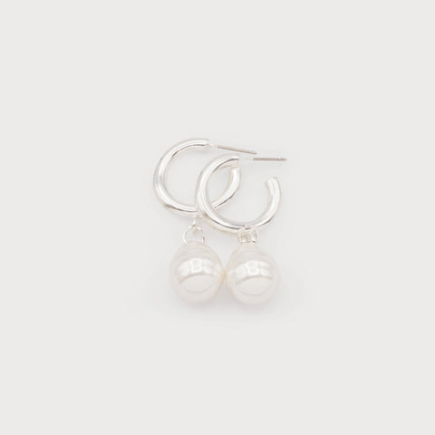 BOUCLES D'OREILLES CARACOL  "PERLE & ANNEAUX" SILVER (2575)