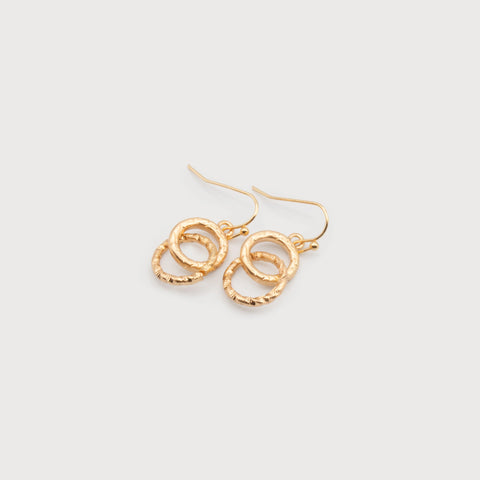 BOUCLES D'OREILLES CARACOL  "DOUBLE CERCLES" GOLD (2604)