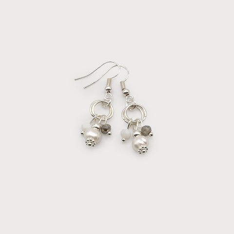 BOUCLES D'OREILLES CARACOL "PERLES & BILLES" SILVER (2653)